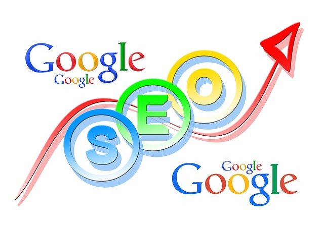 písmena SEO obklopená logem Google